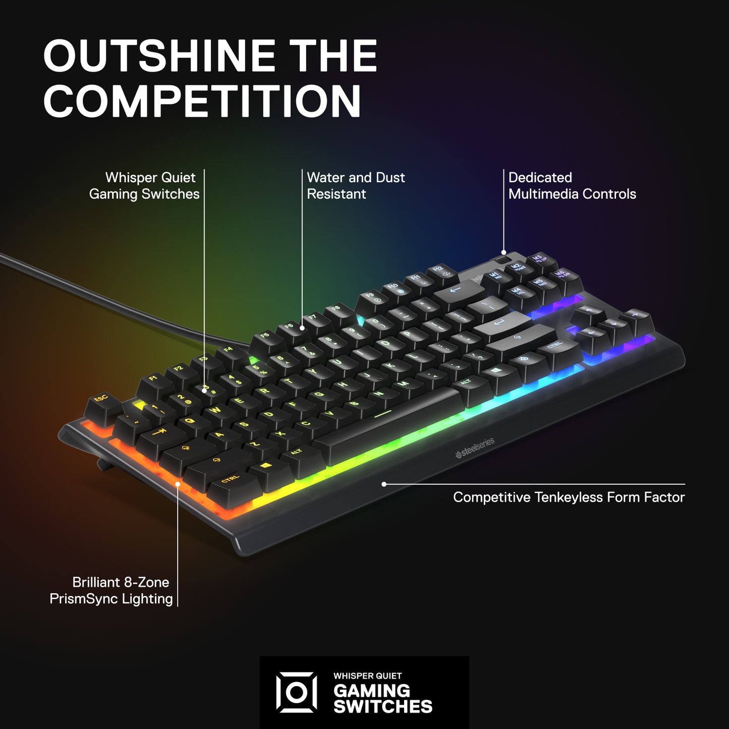 SteelSeries Apex 3 TKL - RGB Gaming Tastetur